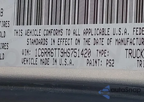 2017 Ram 1500 from USA, damaged, VIN 1C6RR6CT9HS751420